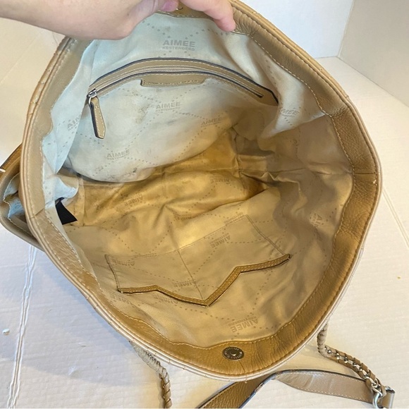 Aimee Kestenberg Tan Brown Pebbled Leather Purse Handbag - Picture 14 of 16